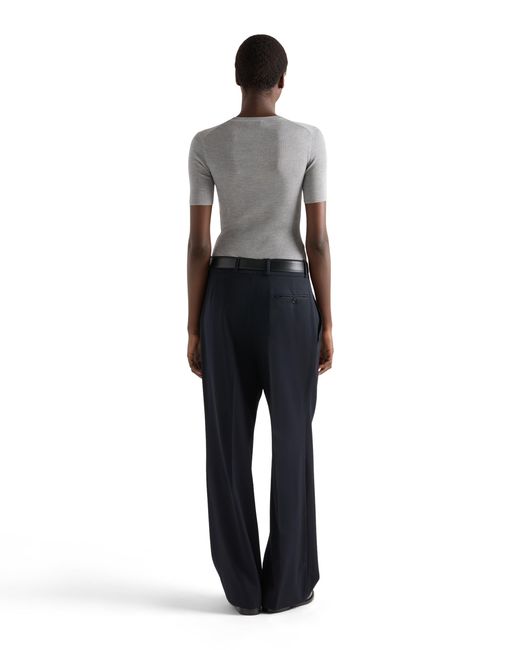Prada Gray Silk Crew-Neck Sweater With Logo