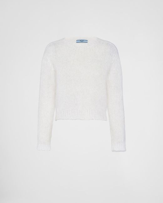 Prada White Mohair Crew-Neck Sweater