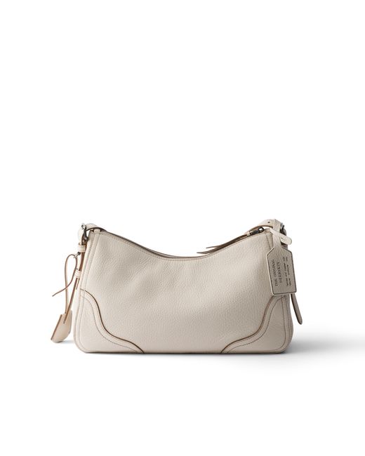 Prada Natural Aimèe Large Leather Shoulder Bag