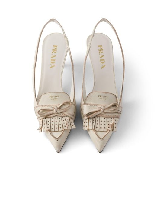 Prada White Leather Slingback Pumps