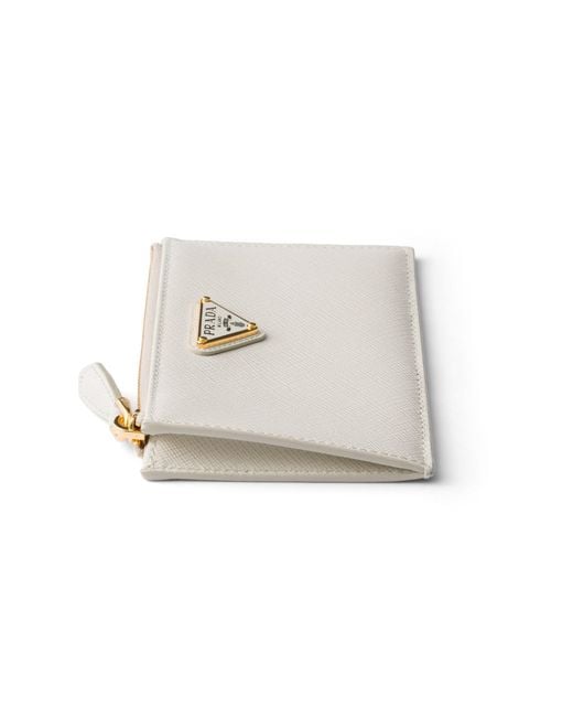 Prada White Saffiano Leather Card Holder, Chalk