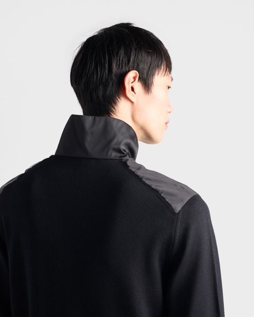 Prada Black Superfine Wool Half-Zipper Sweater for men