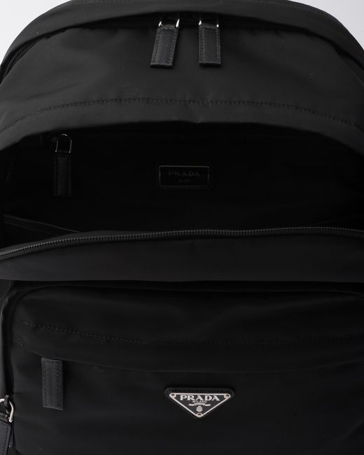 Prada Black Re-nylon Logo-plaque Backpack for men