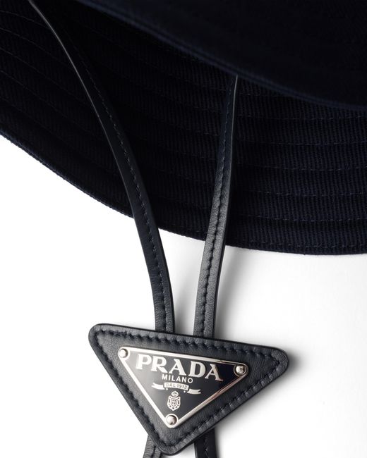 Prada Blue Wide-Brimmed Drill Hat for men