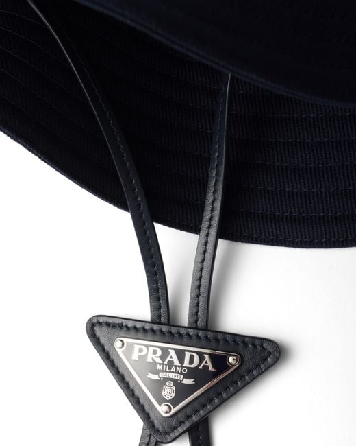 Prada Blue Wide-Brimmed Drill Hat for men