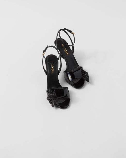 Prada Black Patent Leather Sandals