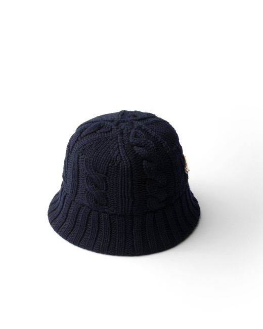 Prada Blue Wool Bucket Hat