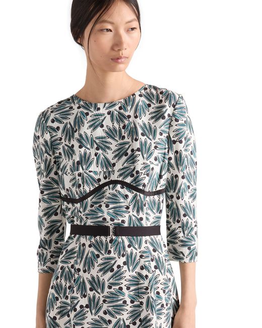 Prada Gray Printed Pongé Dress