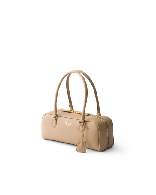 Prada White Medium Leather Top-Handle Bag