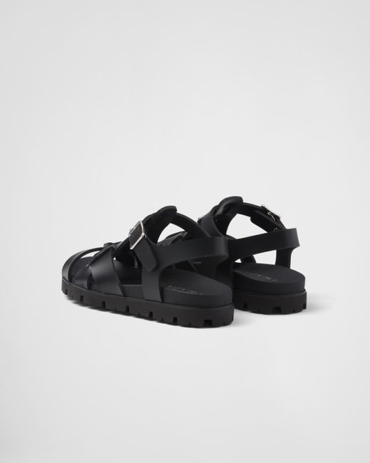 Prada Black Crisscross Rubber Sandals for men