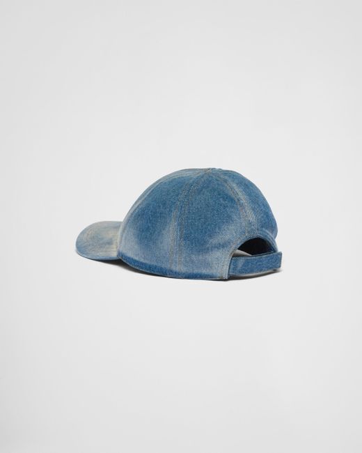Cappello Da Baseball In Denim di Prada in Blue da Uomo
