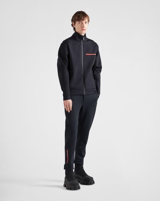 Prada Black Technical Fabric Hoodie Jacket for men