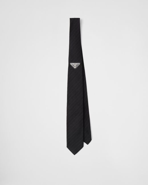 Prada White Silk Tie for men