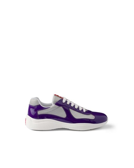Prada Blue Patent Leather And Technical Fabric America's Cup Sneakers for men