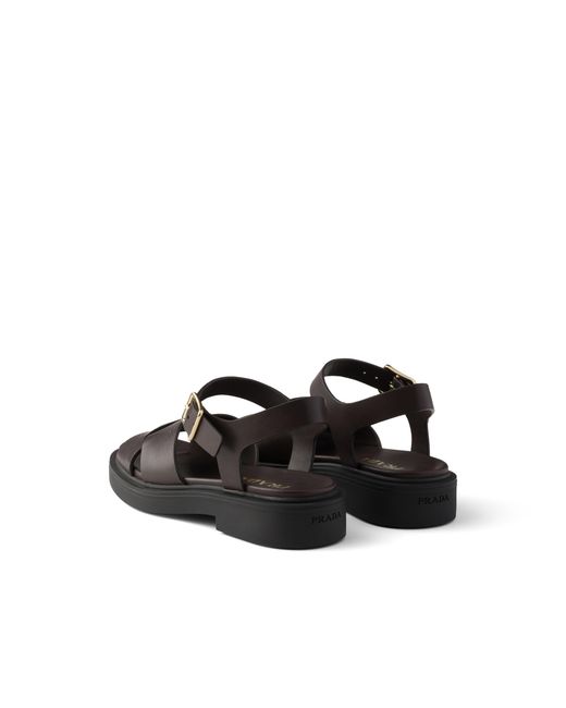 Prada Black Leather Sandals, Dark