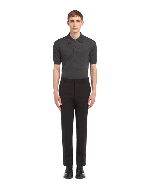 Prada Blue Light Stretch Wool Pants for men
