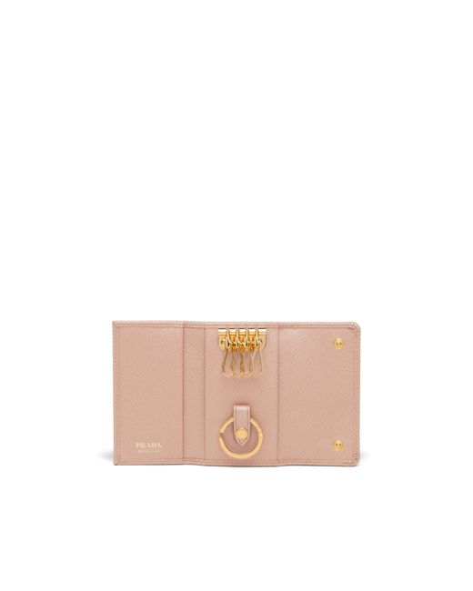 Prada White Saffiano Leather Keychain