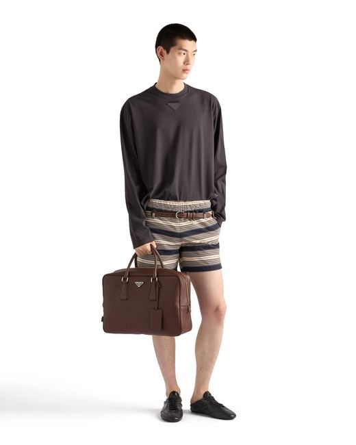 Prada Brown Leather Work Bag for men