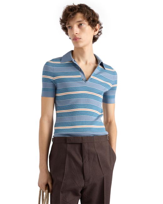 Polo De Algodón A Rayas, Hombre, Talla Prada de hombre de color Blue