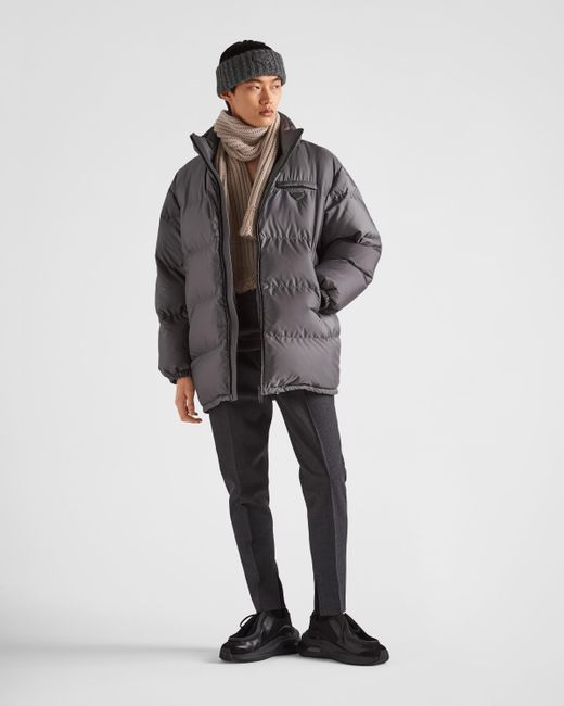 Prada Gray Oversized Re-nylon Down Jacket for men