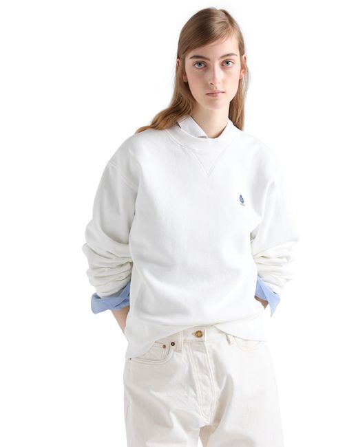 Prada White Crew-Neck Cotton Sweatshirt