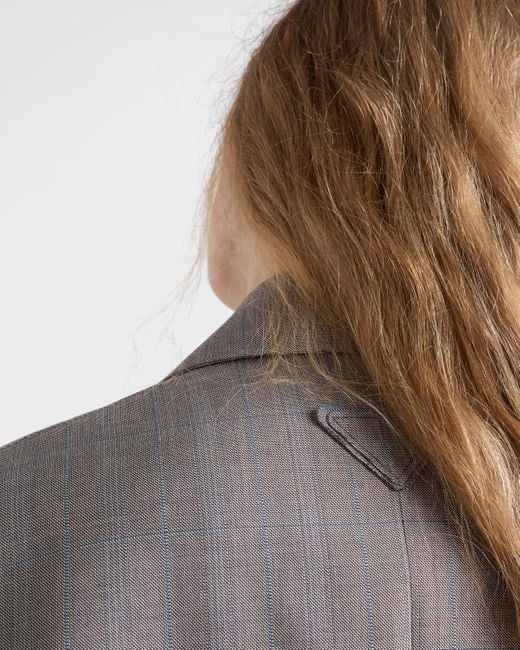 Prada Gray Single-Breasted Checked Grisaille Jacket