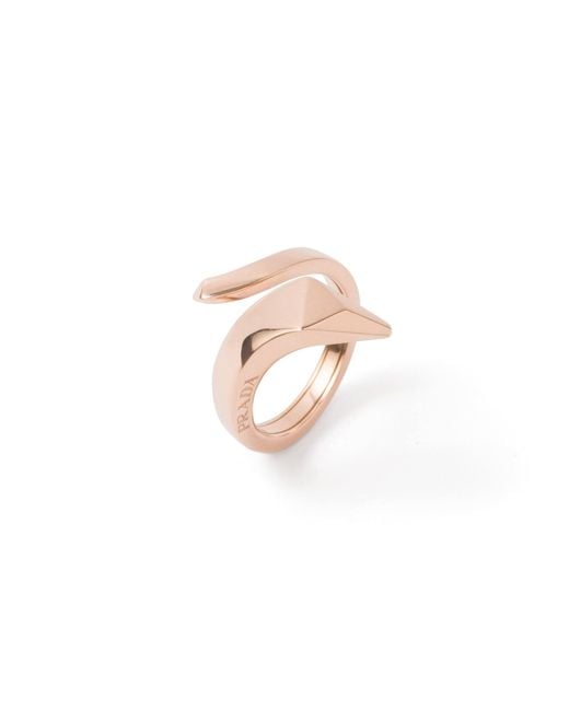 Prada White Eternal Gold Snake Mini Ring In Pink Gold
