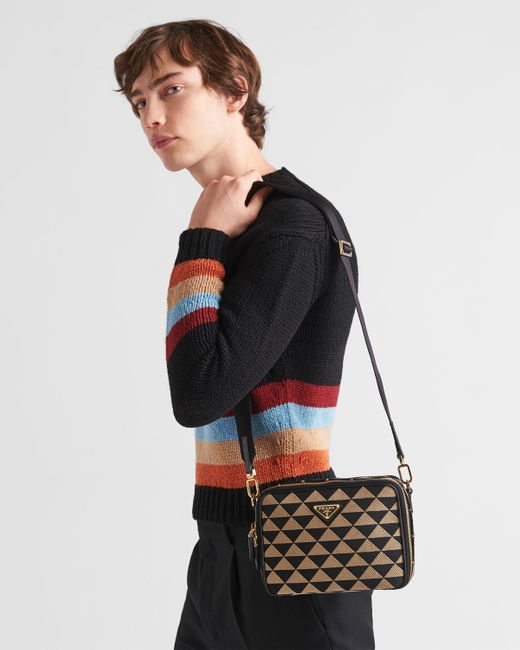 Prada Multicolor Symbole Embroidered Fabric Bag for men