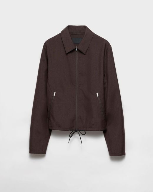 Prada Brown Mohair And Silk Blouson Jacket for men