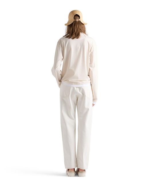 Prada White Old Denim Five-Pocket Jeans