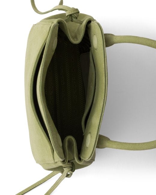 Prada Green Carry Mini Suede Handbag