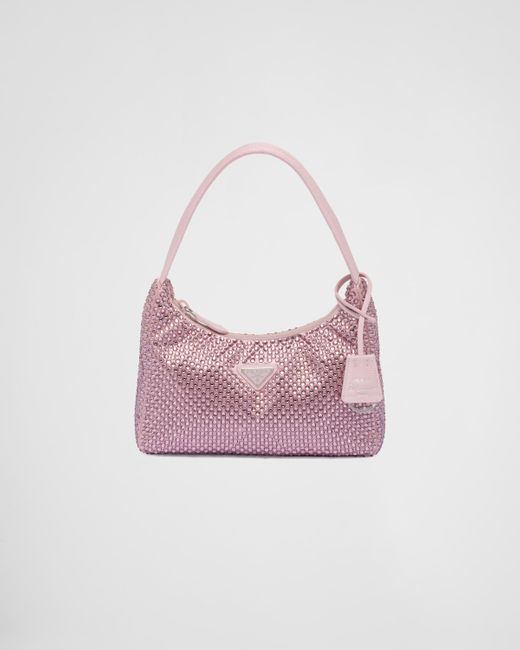 Prada Pink Satin Mini-Bag With Crystals
