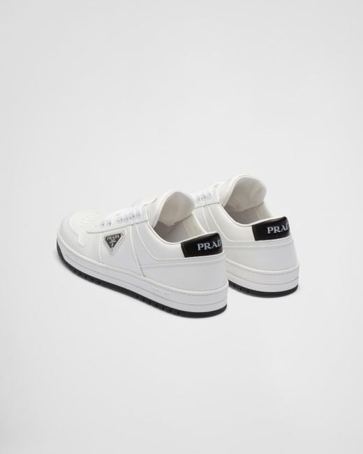 Prada White Downtown Perforated Leather Sneakers