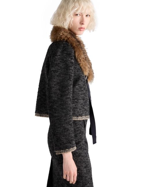 Prada Black Single-Breasted Double Tweed Jacket