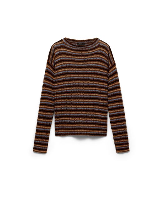 Prada Brown Shetland Wool Boat Neck Sweater for men