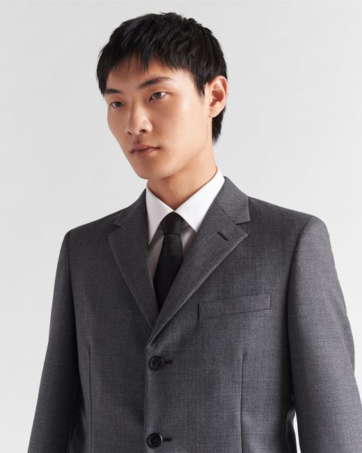 Prada Gray Single-breasted Wool Suit for men