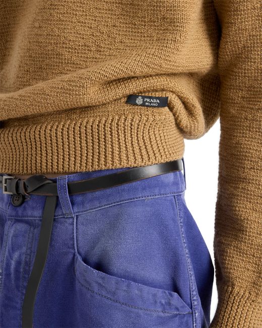 Prada Natural Wool Crew-Neck Sweater for men