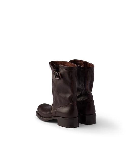 Prada White Leather Mid-Calf Boots