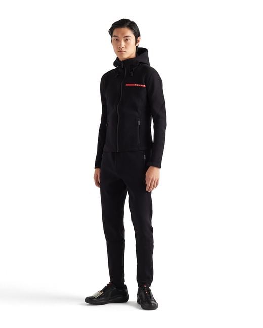 Prada Blue Technical Fabric Hoodie for men