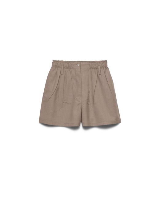 Prada White Mouliné Wool Shorts