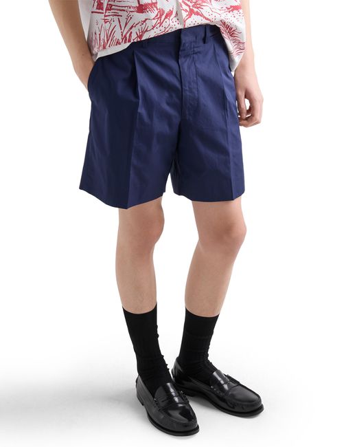 Prada Blue Cotton Bermudas for men