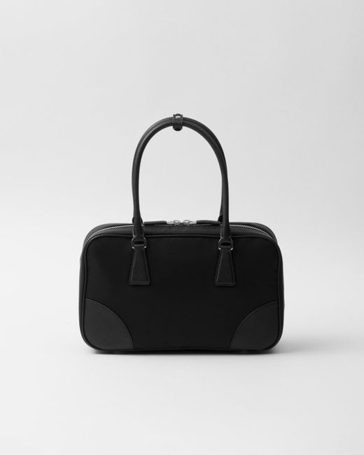 Prada Black Re-Edition 1978 Medium Re-Nylon And Saffiano Leather Two-Handle Bag