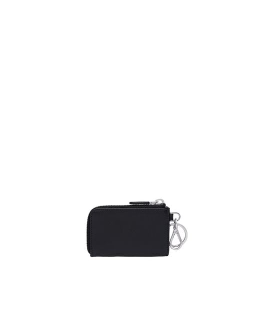 Prada Black Leather Pouch Keychain Wallet for men