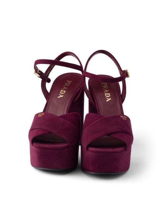 Prada Purple Suede Platform Sandals