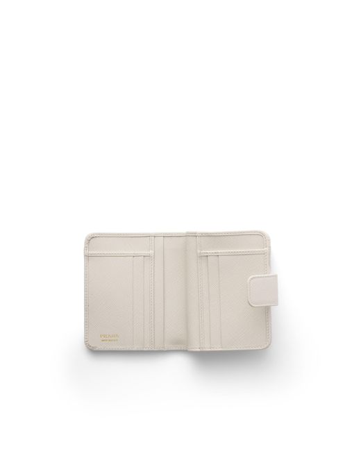 Prada White Small Saffiano Leather Wallet