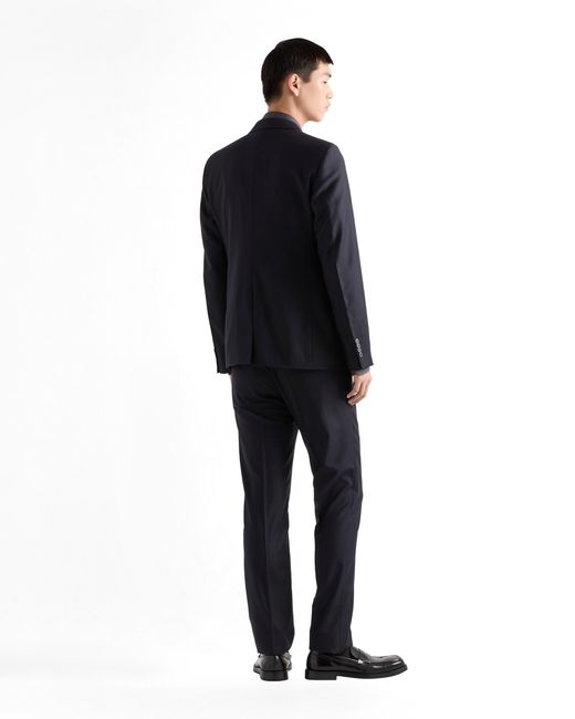 Prada Blue Single-Breasted Cashmere And Wool Suit for men