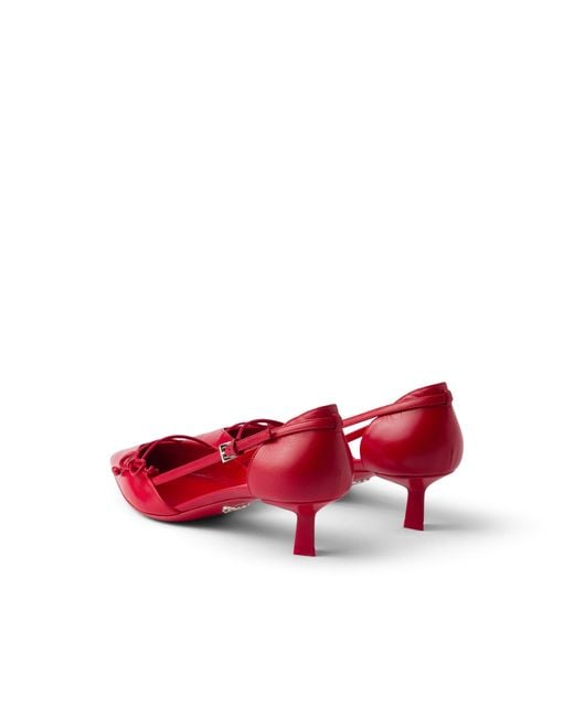 Prada Red Open-Side Leather Pumps