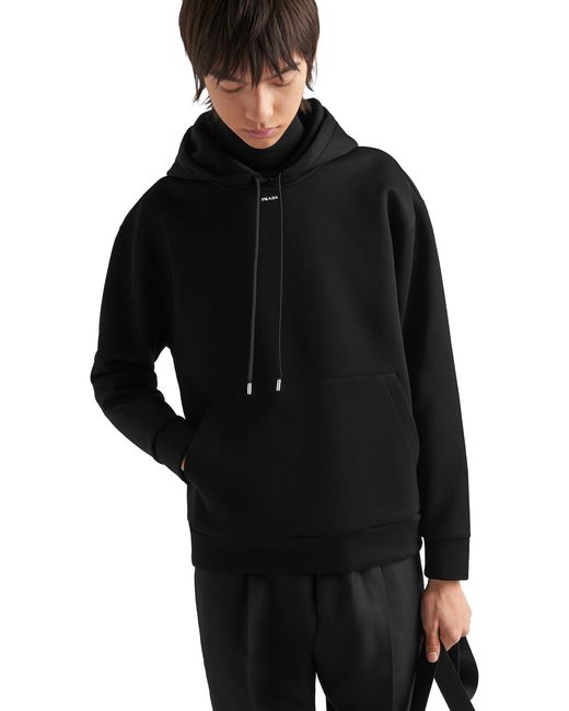 Prada Black Technical Cotton Hoodie for men