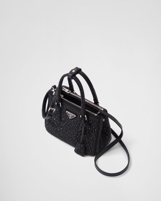 Prada Black Galleria Satin Mini-bag With Crystals