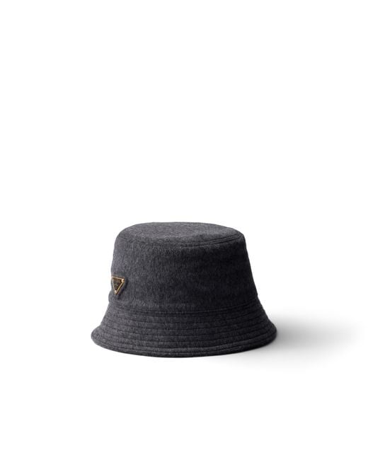 Prada Blue Loden Fabric Bucket Hat